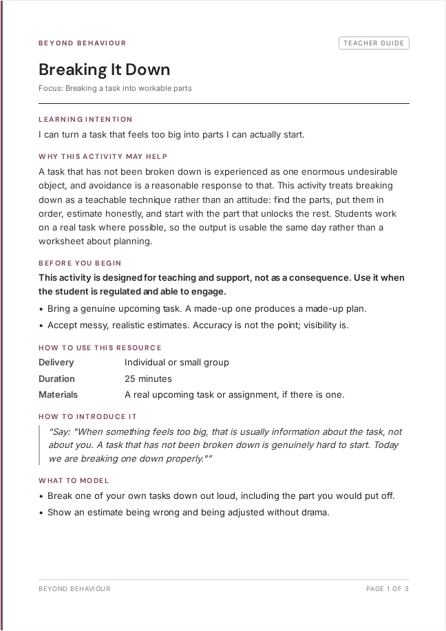Breaking It Down teacher guide