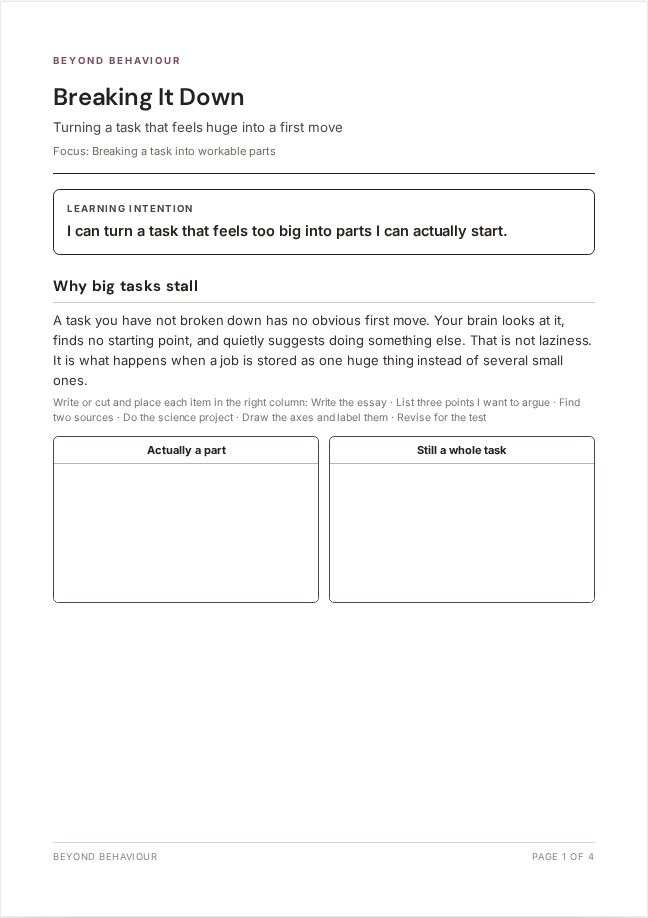 Breaking It Down student activity page
